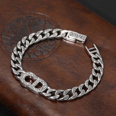 Rattan Cuban Bracelet CD Icon Thai Silver Vintage silver bracelet for women, made of 925 sterling