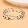 Vintage Grass Pattern Cuban link silver bracelet for men, made of 925 sterling silver