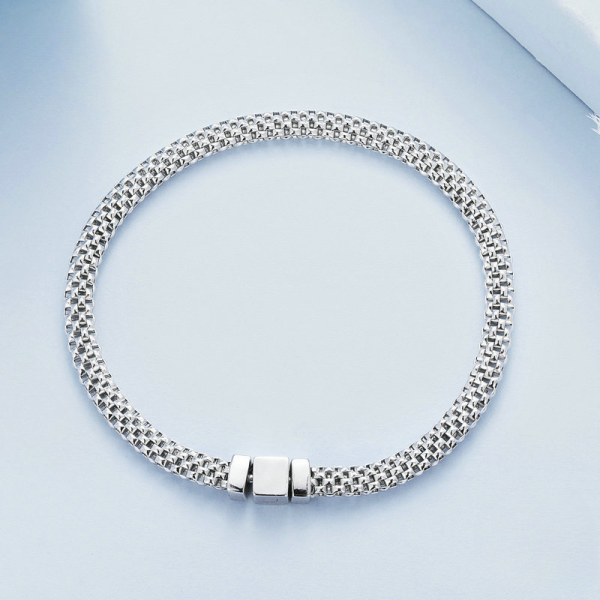 Woven 925 sterling silver bracelets for women, 100% genuine 925 sterling silver, Available in three lengths: 17cm, 19cm, and 21cm.