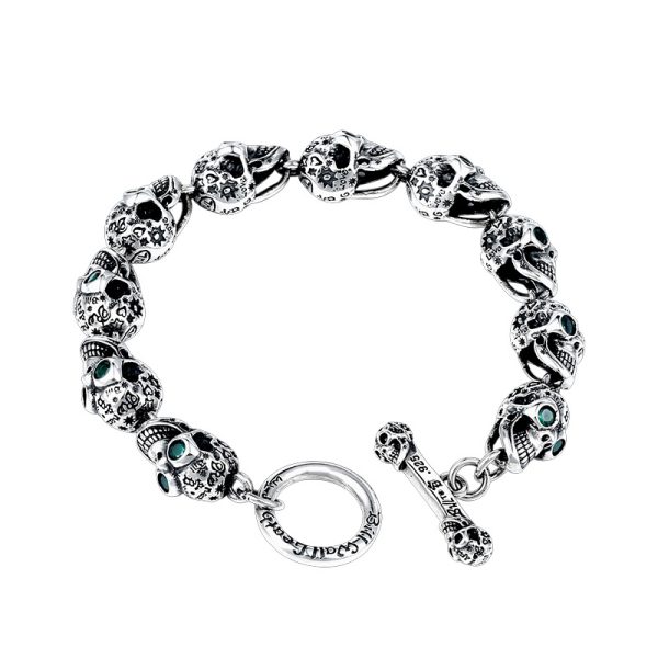 Skull Bracelet Sterling Silver Punk Bracelet