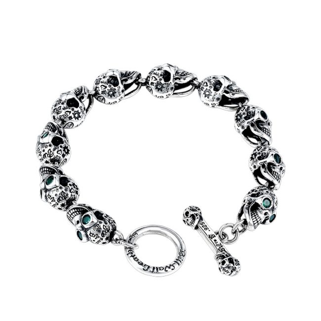 Skull Bracelet Sterling Silver Punk Bracelet