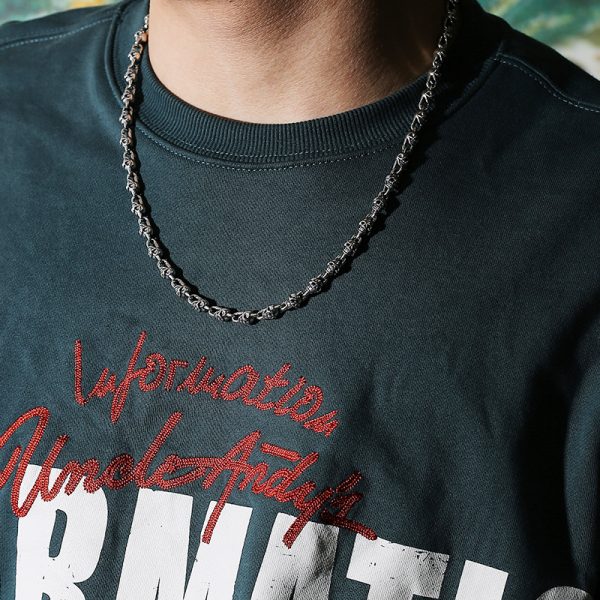 Skull Chain Necklace Sterling Silver Punk Necklace - Image 2