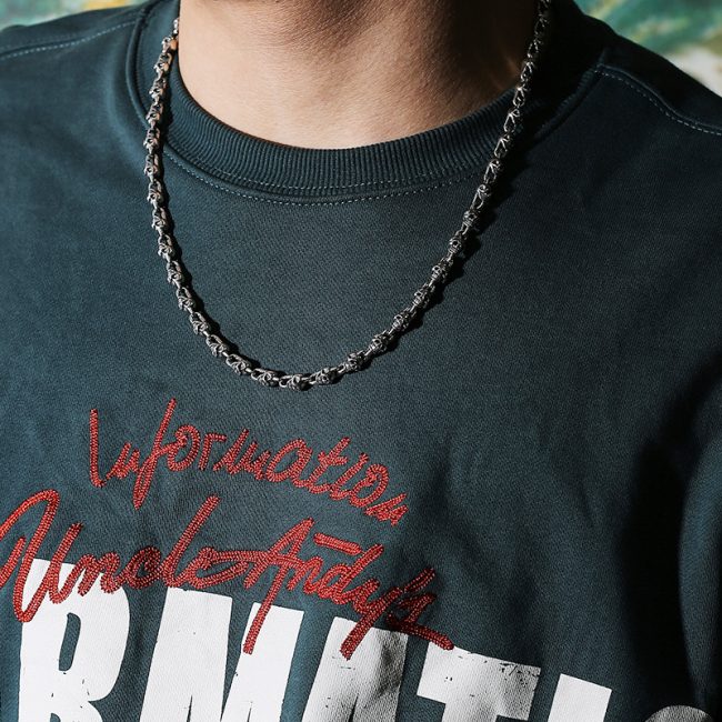 Skull Chain Necklace Sterling Silver Punk Necklace - Image 2