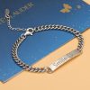 Smile face Cuban silver bracelets for women, vintage silver bracelet