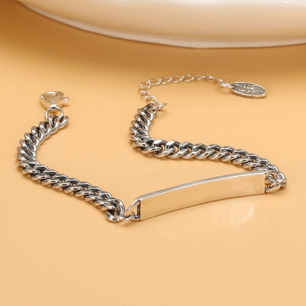 Silver Cuban Link Bracelet Vintage Silver Bracelet With Smile Face - Image 3