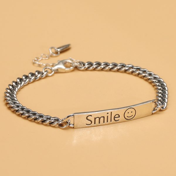 Silver Cuban Link Bracelet Vintage Silver Bracelet With Smile Face - Image 5