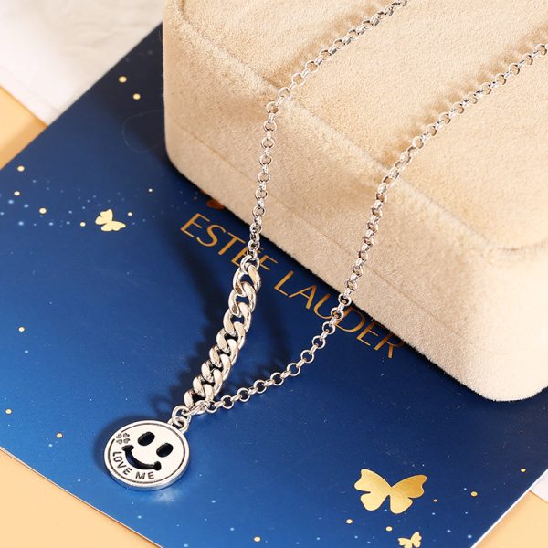 Cuban Link Chain Necklace Love Me Smile Pendant Clavicle Necklace - Image 4
