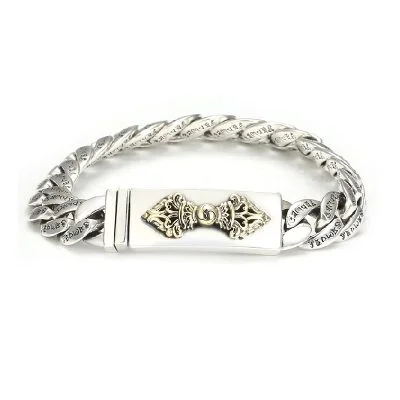 Pulsera espiritual tailandesa de plata con dije de mortero Vajra, hecha a mano en plata maciza 925.