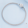 Sterling Silver Snake Chain Bracelet With Rose Flower pendant, Genuine 925 Sterling Silver, 3mm chain width, Available in sizes 17cm , 19cm
