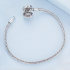 Sterling Silver Snake Chain Bracelet With Rose Flower detail view