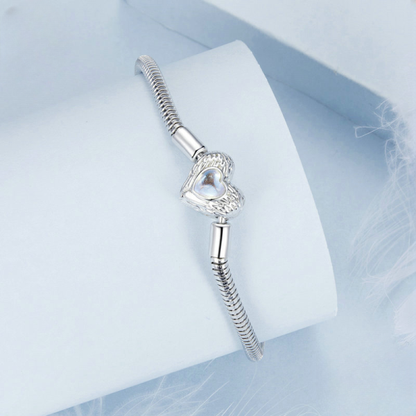 Snake Chain Sterling Silver Bracelet For women, polished and plated white gold, Available in sizes 17cm , 19cm