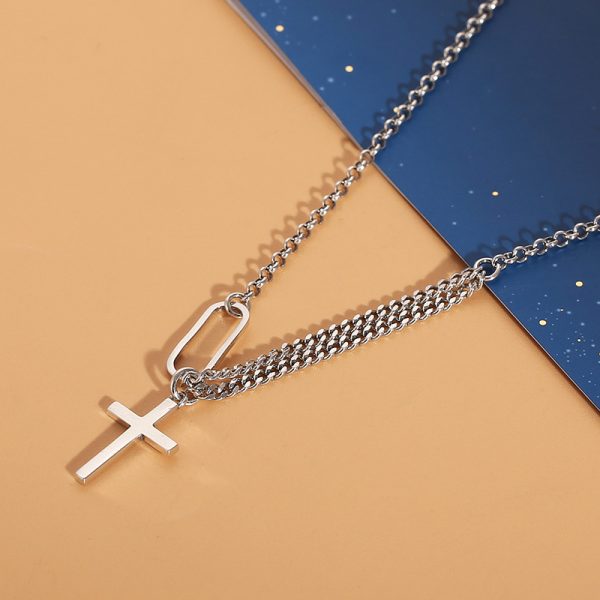 Thai Silver Vintage Cross Pendant Necklace - Image 2