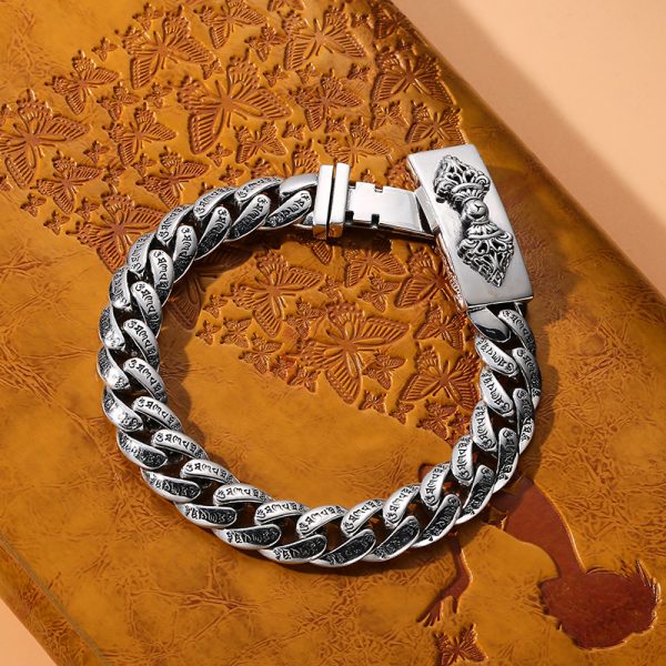 Thai Silver Cuban Bracelet With Vajra Pestle - Image 4