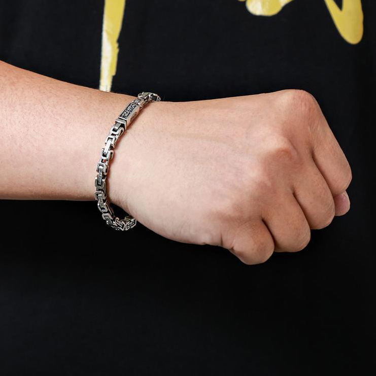 Vintage 925 Sterling Silver Buddhist Mantra Bracelet