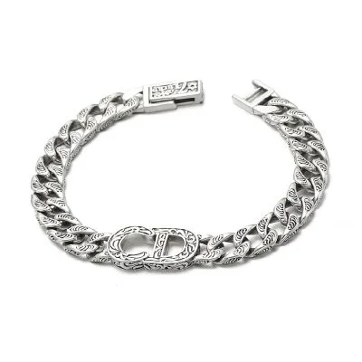 Vintage Rattan CD Icon Thai Silver Cuban Bracelet