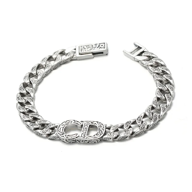 Vintage Rattan CD Icon Thai Silver Cuban Bracelet