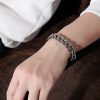 Vintage Silver Grass Pattern Cuban Bracelet Wear View