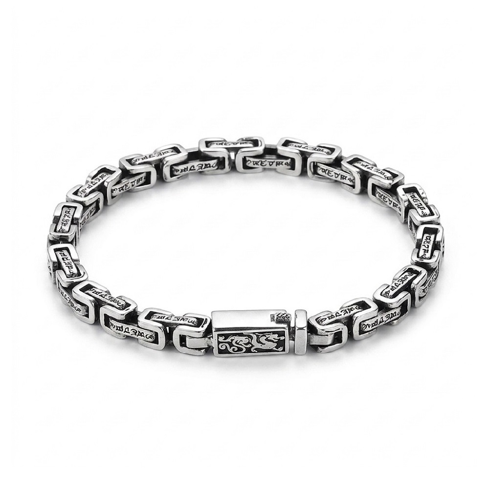 Vintage Sterling Silver Buddhist Mantra Bracelet