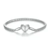 Women Silver Snake Chain Bracelet With Starburst Heart