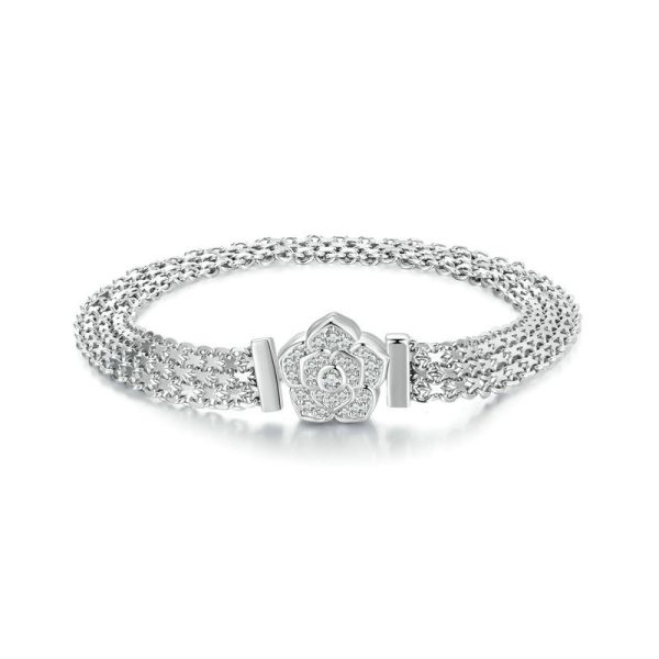 ladies sterling silver bracelet, 100% 925 Sterling Silver, plated white gold