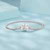 Star bow snake chain sterling silver bracelets for women, made of 925 sterling silver, plated with 18K white gold.