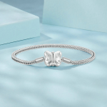 Star Bow Sterling Silver Snake Chain Bracelet For Women