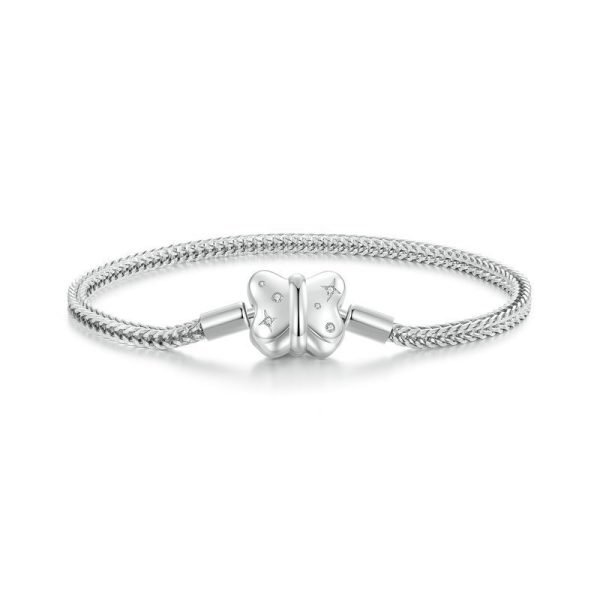 Star Bow Snake Chain Sterling Silver Bracelet for women