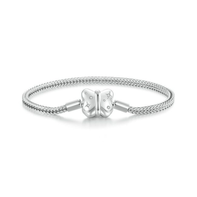 Star Bow Snake Chain Sterling Silver Bracelet for women