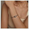 Star Bow Sterling Silver Snake Chain Bracelet for women, wear view, is so nice
