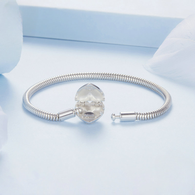 Women's Sterling Silver Chain Bracelet With Starburst Heart
