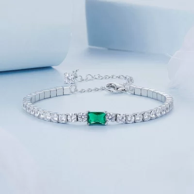 Zirconia Classic Sterling Silver Tennis Bracelets for women, made of 925 sterling silver and moissanite, weight about 6g