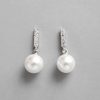 8mm White Freshwater Round Pearl Silver Stud Earrings