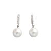 8mm White Freshwater Round Pearl Silver Stud Earrings