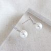 8mm White Freshwater Round Pearl Silver Stud Earrings