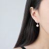 8mm White Freshwater Round Pearl Silver Stud Earrings