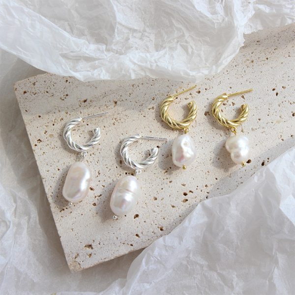 Baroque Pearl 925 Sterling Silver Drop Earrings
