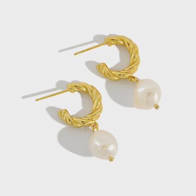 Baroque Pearl 925 Sterling Silver Drop Earrings