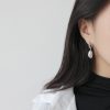 Baroque Pearl 925 Sterling Silver Drop Earring white gold plated