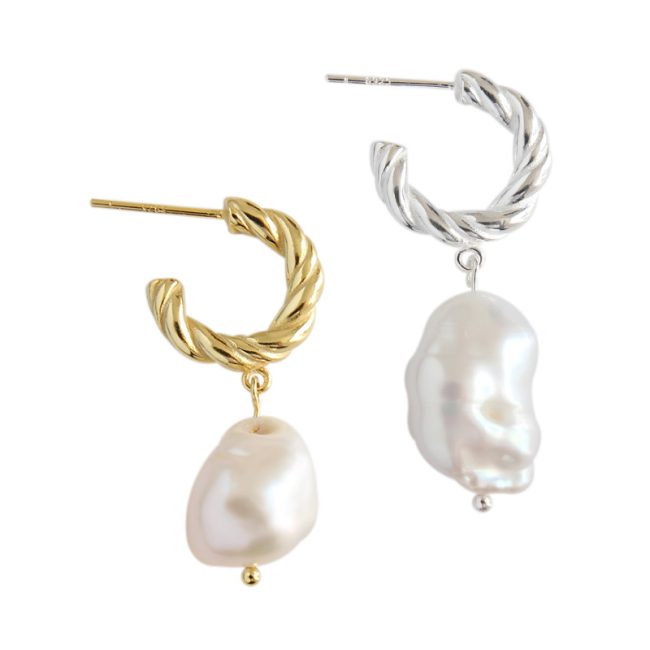Sterling Silver Pearl Drop Earrings For Women