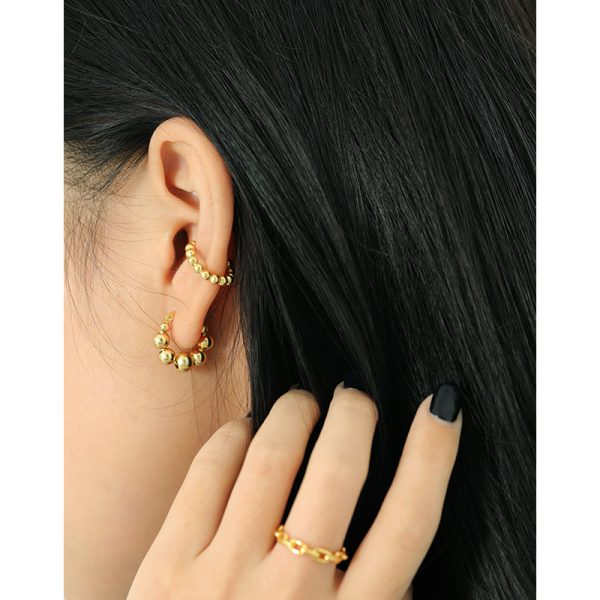 925 Sterling Silver Beaded hoop earrings women