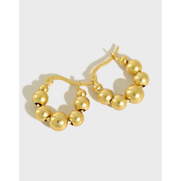 Sterling Silver Beaded hoop earrings - Image 3