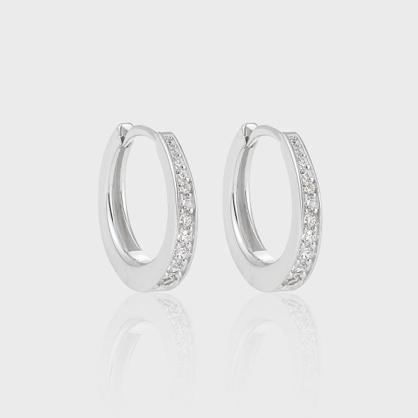 925 Sterling Silver Half Eternity Hoop Earrings