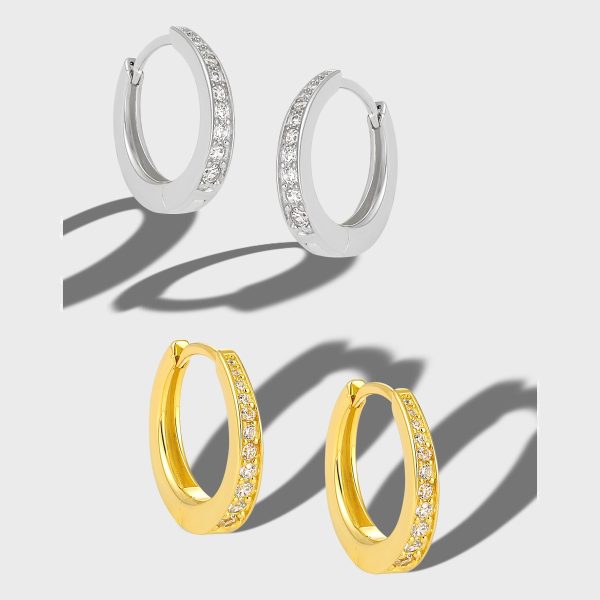 925 Sterling Silver Half Eternity Hoop Earrings - Image 5
