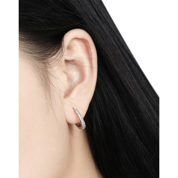 925 Sterling Silver Half Eternity Hoop Earrings - Image 4
