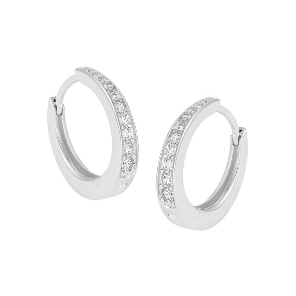 925 Sterling Silver Half Eternity Hoop Earrings - Image 3