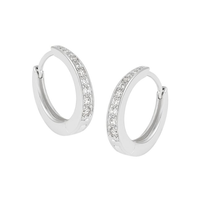Half Eternity 925 Sterling Silver Hoop Earrings