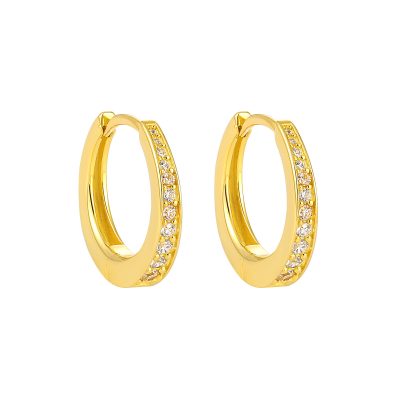 Half Eternity 925 Sterling Silver Hoop Earrings