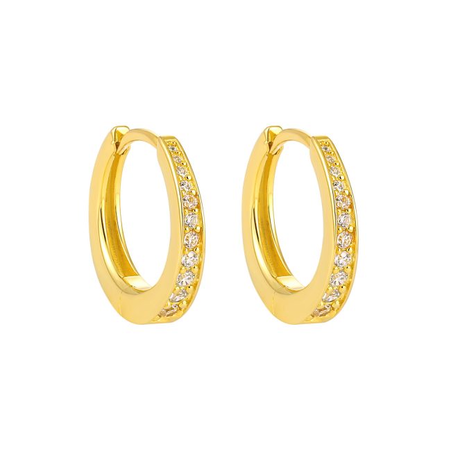 Half Eternity 925 Sterling Silver Hoop Earrings