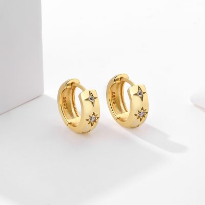 925 Sterling Silver Hoop Earrings With Zirconia