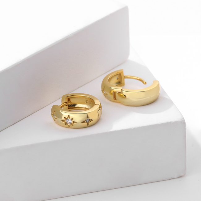 925 Sterling Silver Hoop Earrings With Zirconia - Image 4